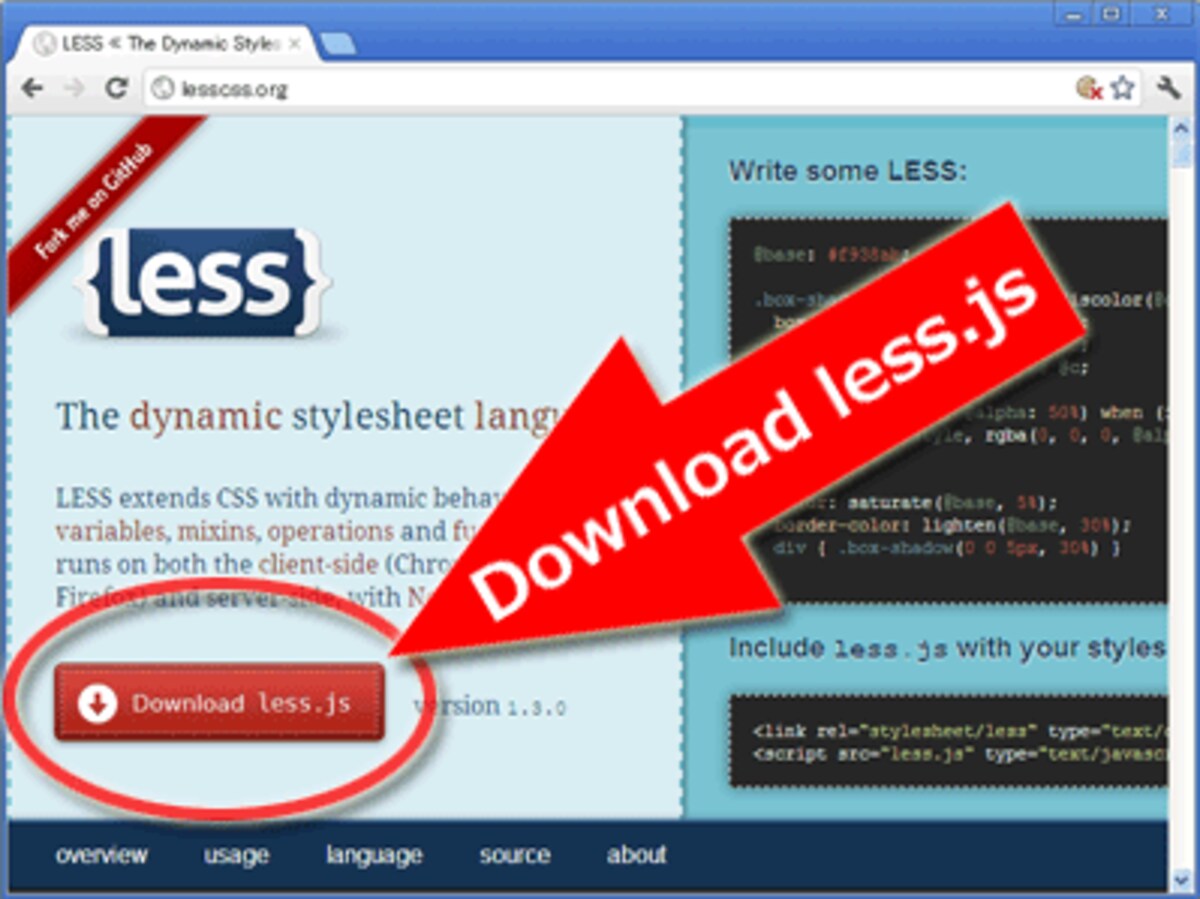 「Download less.js」からダウンロード