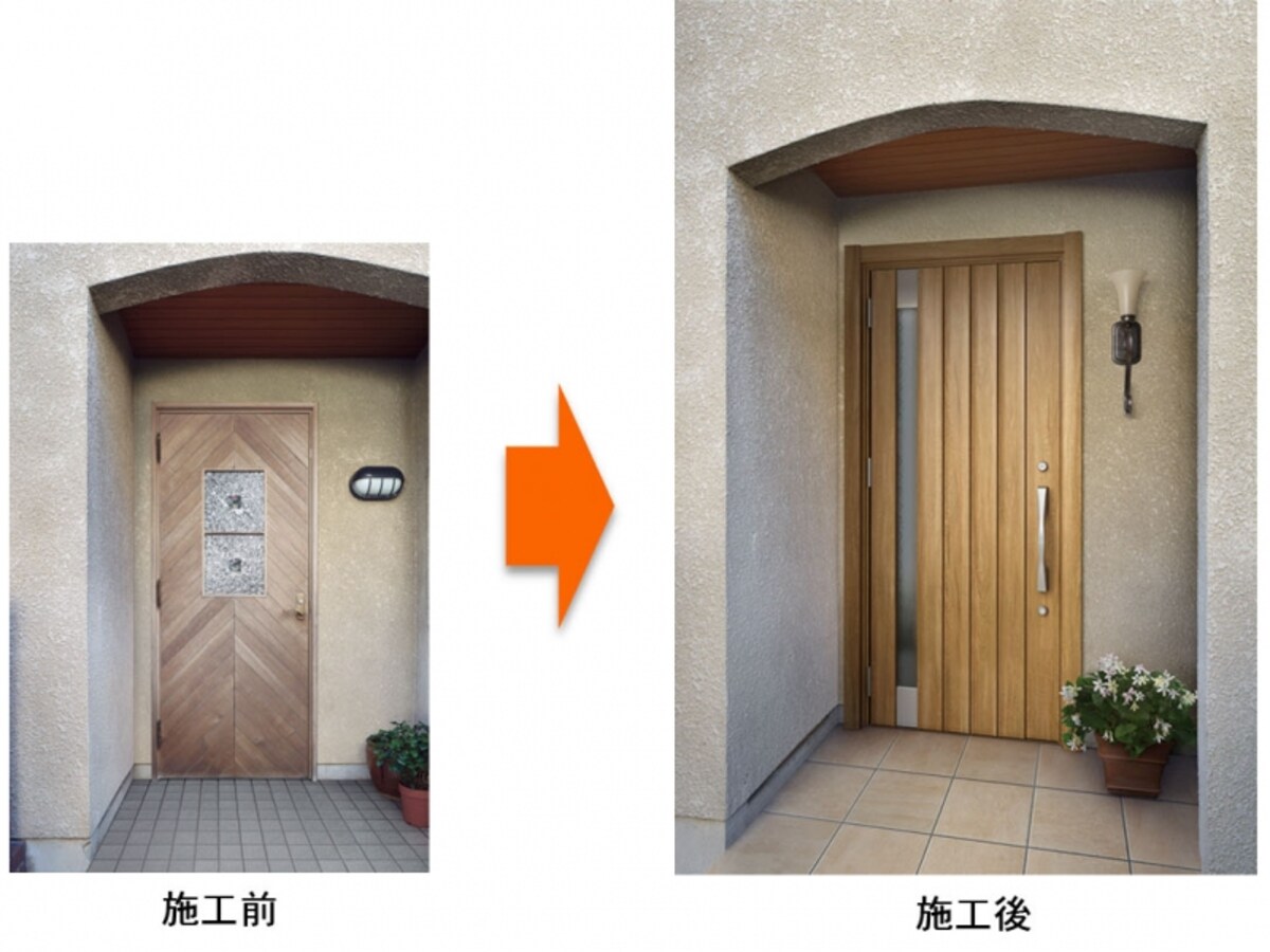 既存のタイル上に専用接着剤を塗り、新しいタイルを張り付ける工法により、玄関床タイルの1dayリフォームを実現。[玄関床タイルリフォーム工法]　 LIXIL（INAX）http://www.lixil.co.jp/