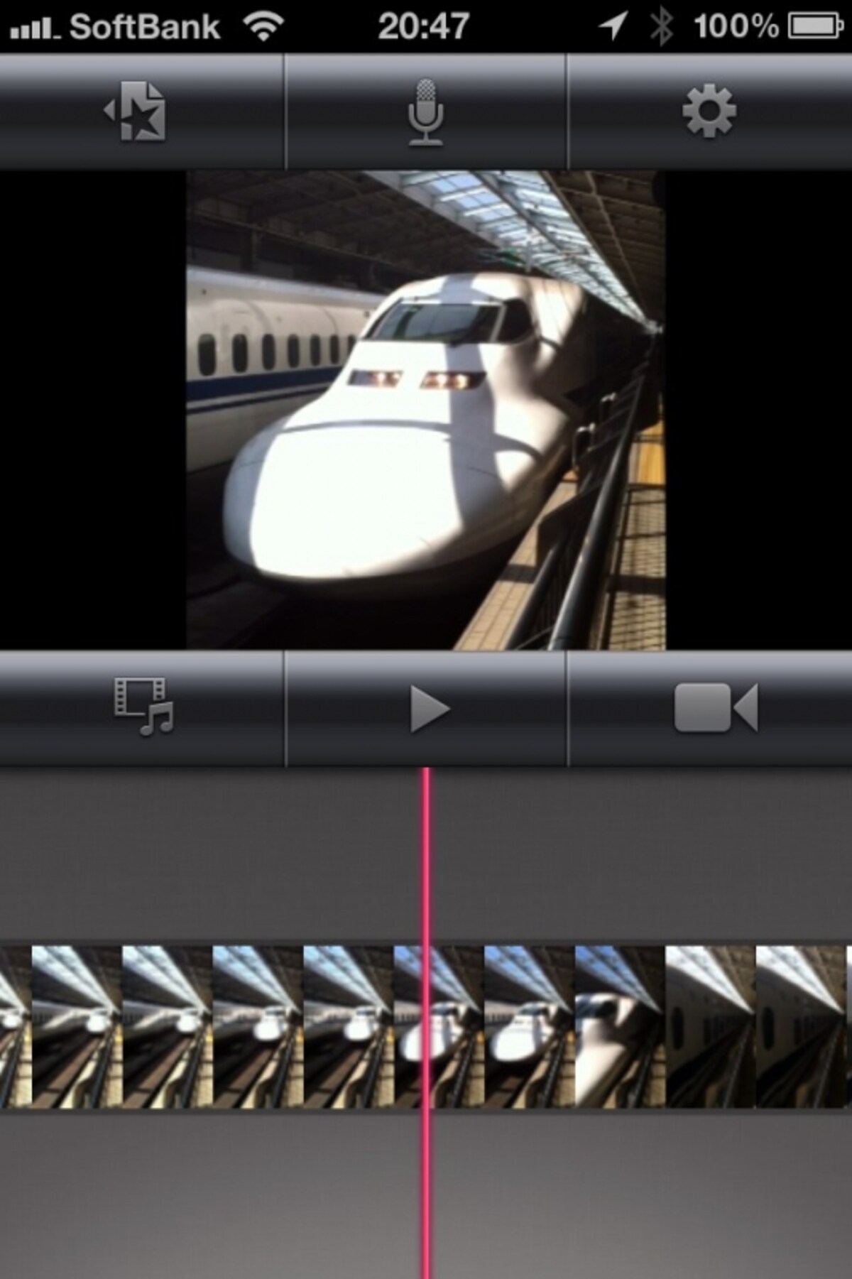 iPhoneのiMovie編集画面