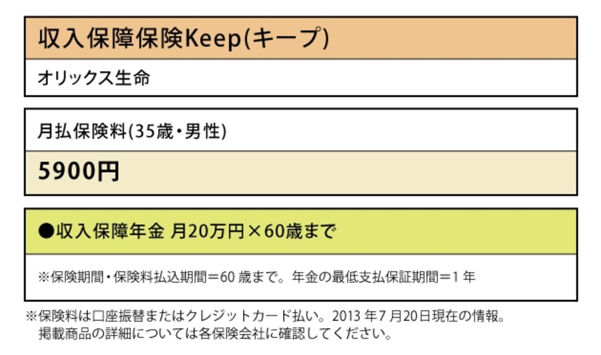 オリックス生命「収入保障保険Keep（キープ）」