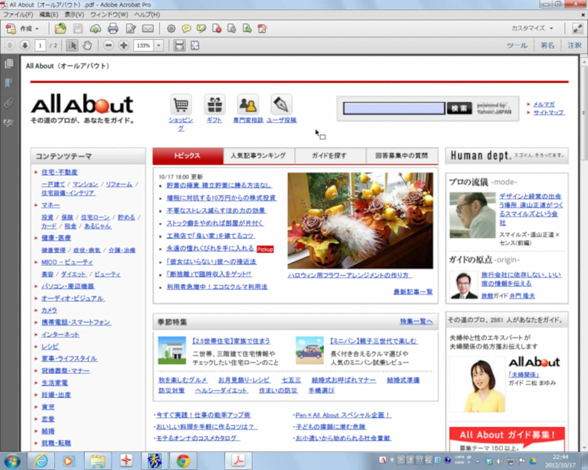 変換処理が終わると、Acrobat XIが起動してPDFファイルが表示されます