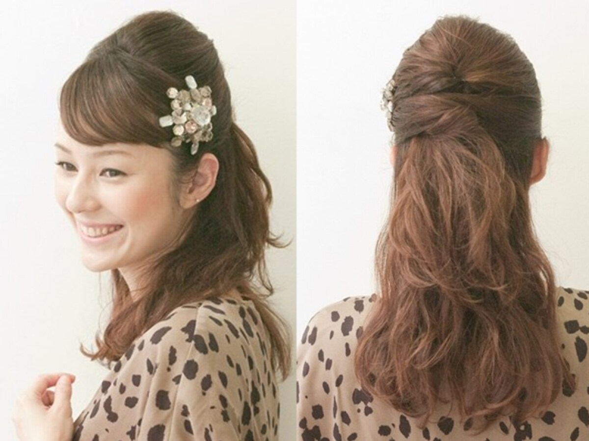 ロングヘアパーティアレンジ