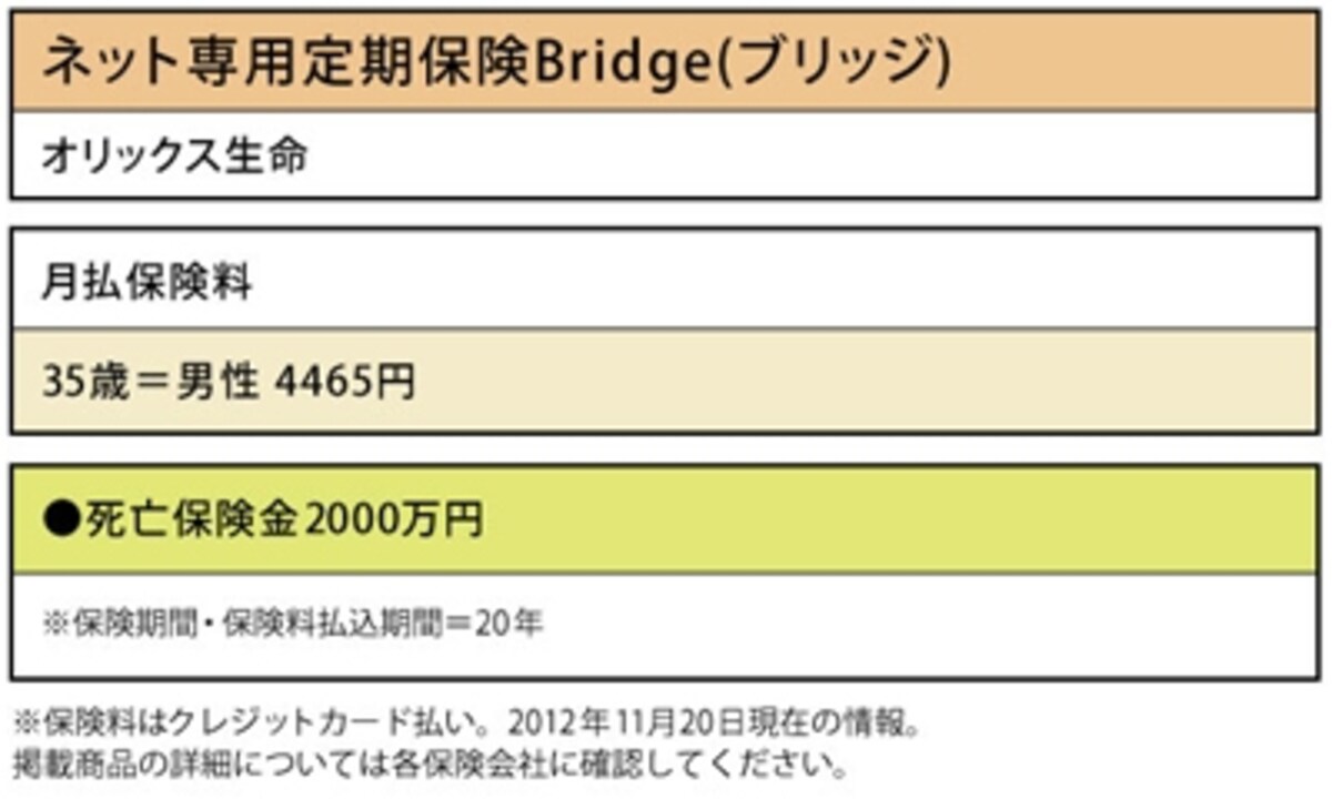 オリックス生命「ネット専用定期保険Bridge（ブリッジ）」