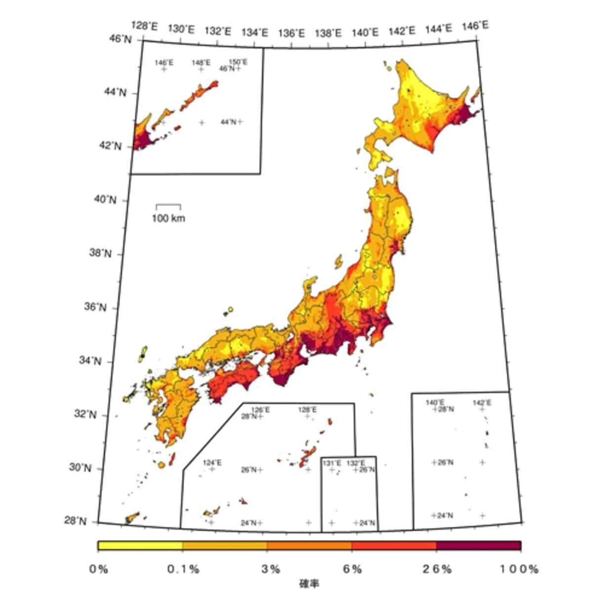 【図2】今後30年間に震度6弱以上の揺れに見舞われる確率（基準日：2010年1月1日/出典：地震調査研究推進本部※1）