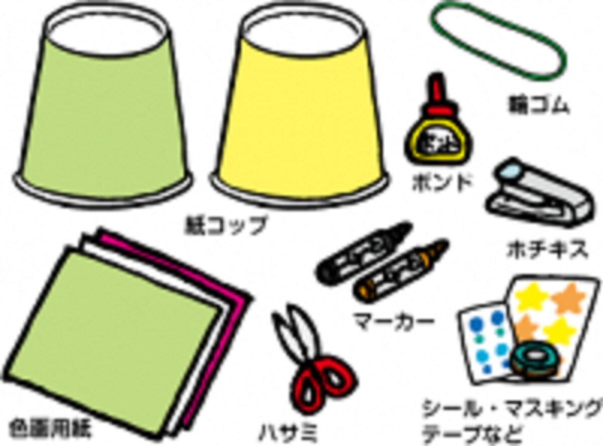 紙コップで簡単！跳ねるカエルのおもちゃの材料