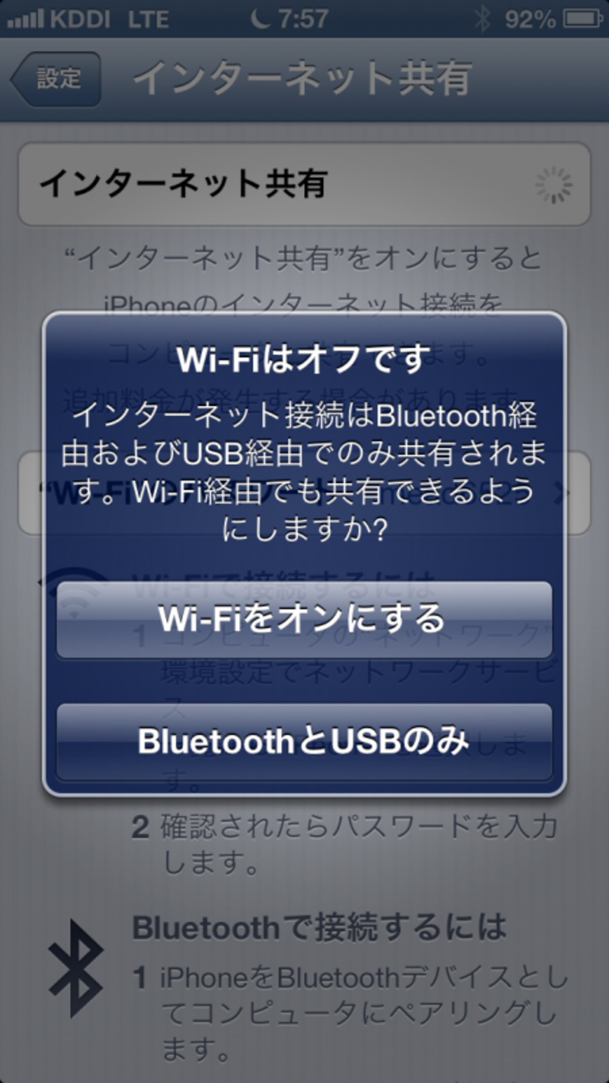 Wi-Fi接続を利用するかどうかの選択