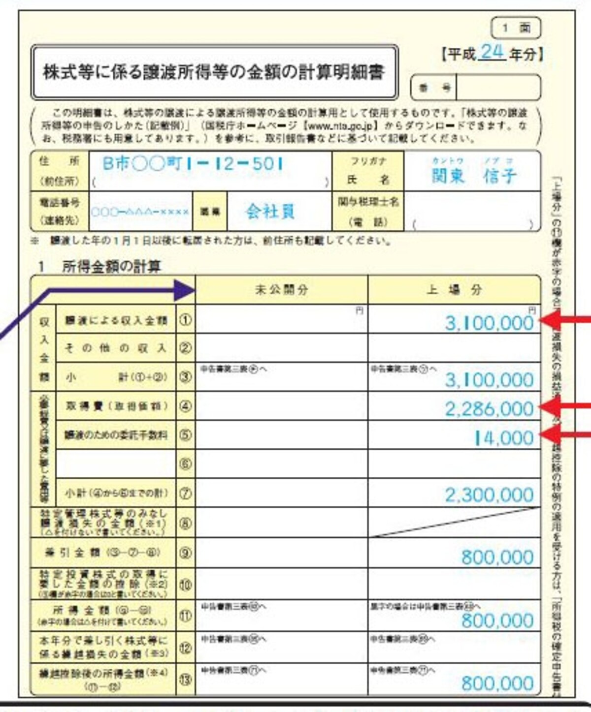 計算明細書1表とりまとめ（出典：国税庁ホームページより）