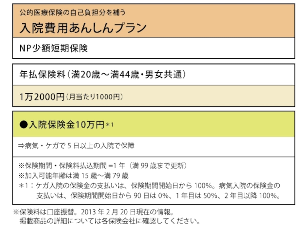 NP少額短期保険「入院費用あんしんプラン」
