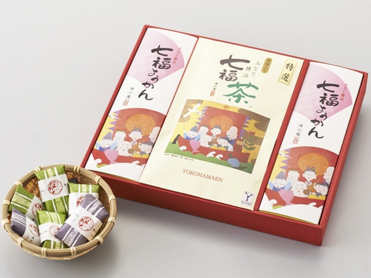 特選金箔入りみなと横浜七福茶（1本70g入1260円、セット3150円）