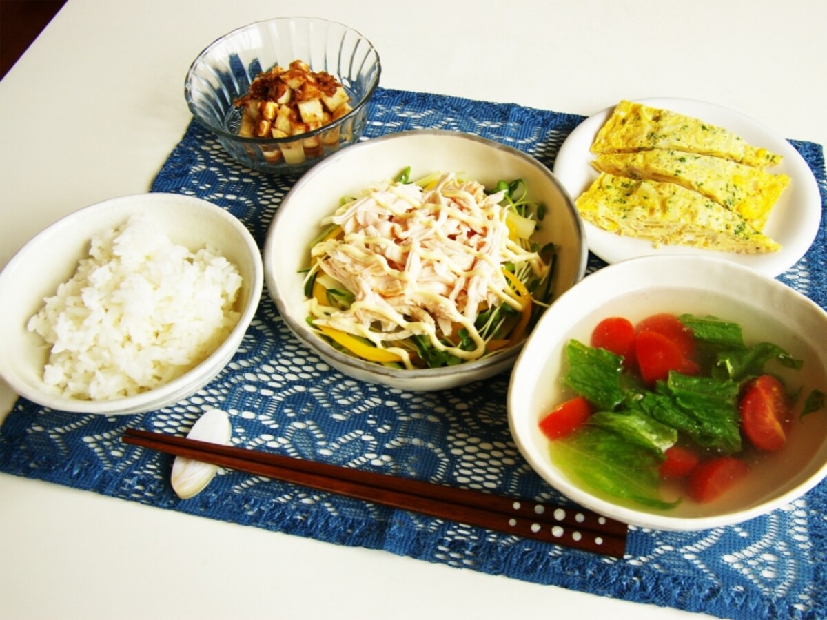ぷりぷり茹で鶏のサラダ定食