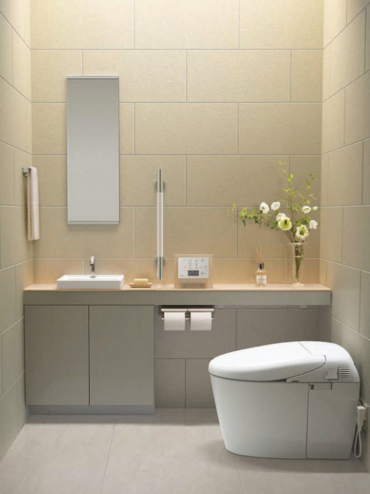 「キレイ除菌水」で便器やノズルを自動洗浄。トイレ空間の臭いも自動で抑える。「ハイブリッドエコロジーシステム」で超節水を実現したウォシュレット一体型便器。 [ネオレストRHW]　TOTO　http://www.toto.co.jp/