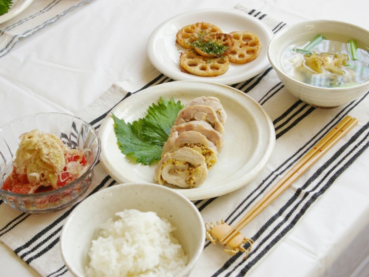 マスタードチキンロール定食