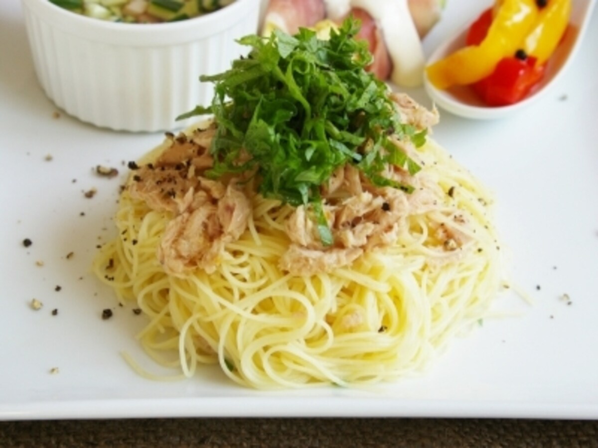  ツナと大葉の冷製パスタ柚子胡椒風味