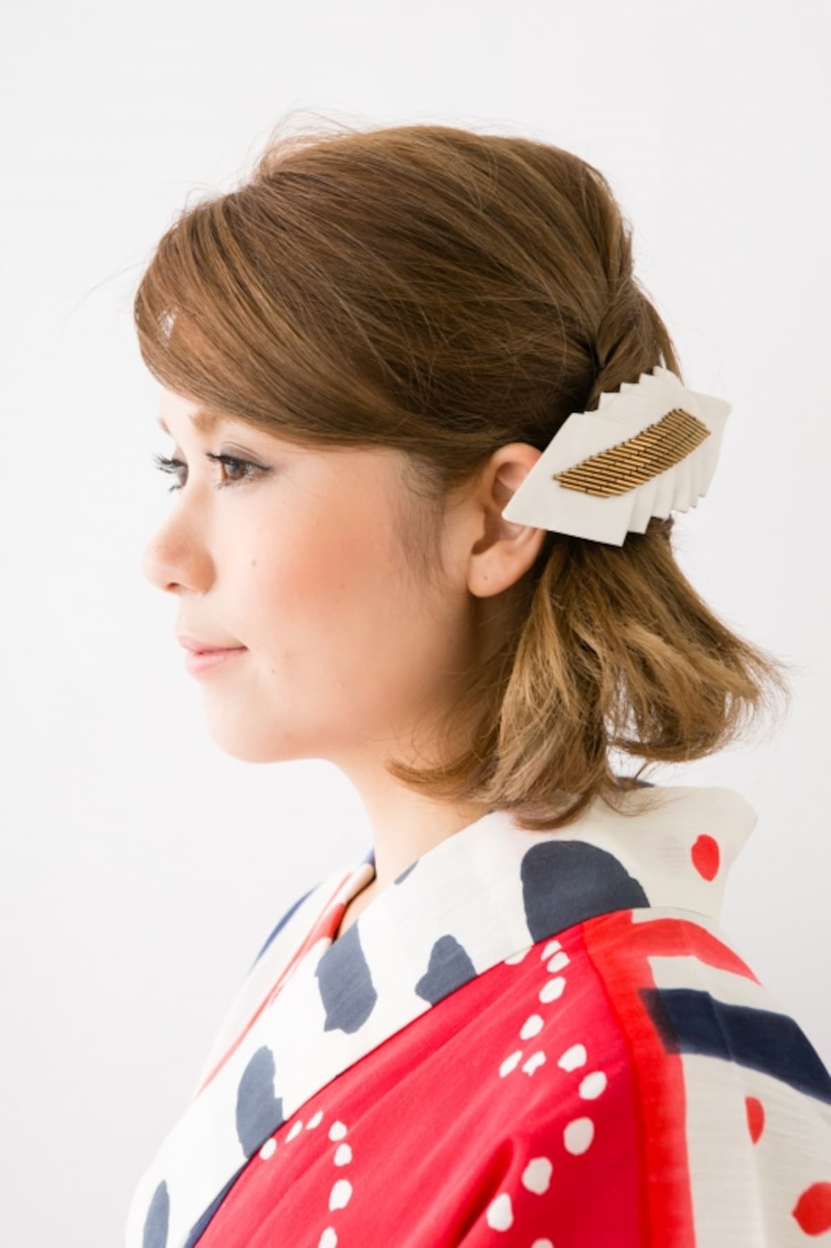 ボブ浴衣・5分でできる簡単ねじりヘアアレンジ