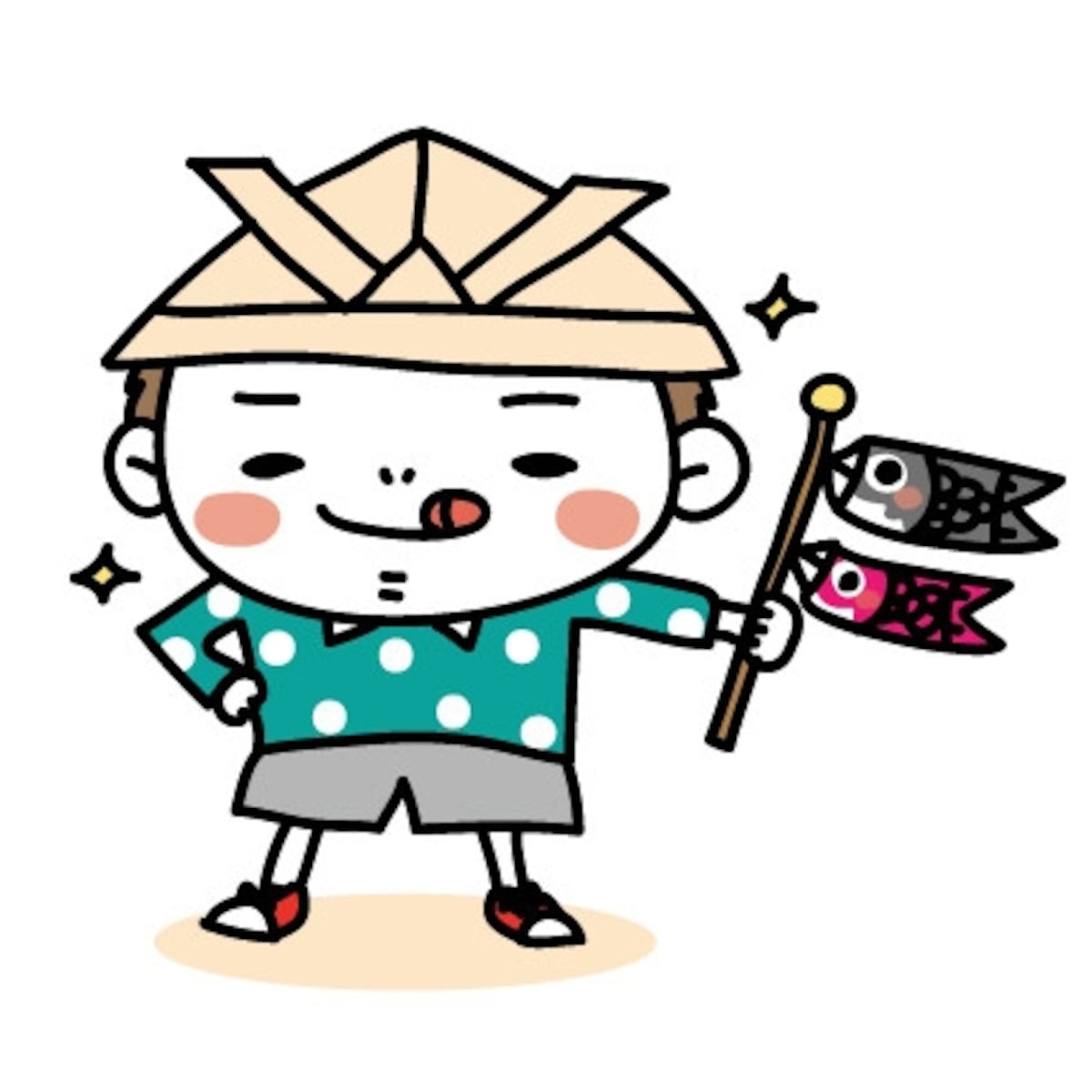 子どもとこいのぼり・鯉のぼりのフリー（無料）イラスト