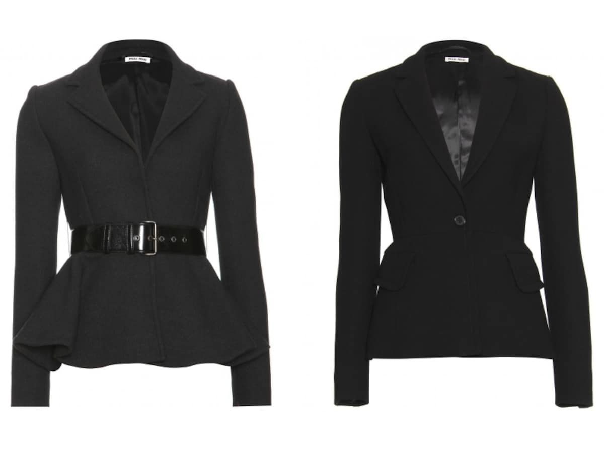 左から、Miu Miu／WOOL BLAZER、Miu Miu／BELTED WOOL JACKET WITH PEPLUM Antracite