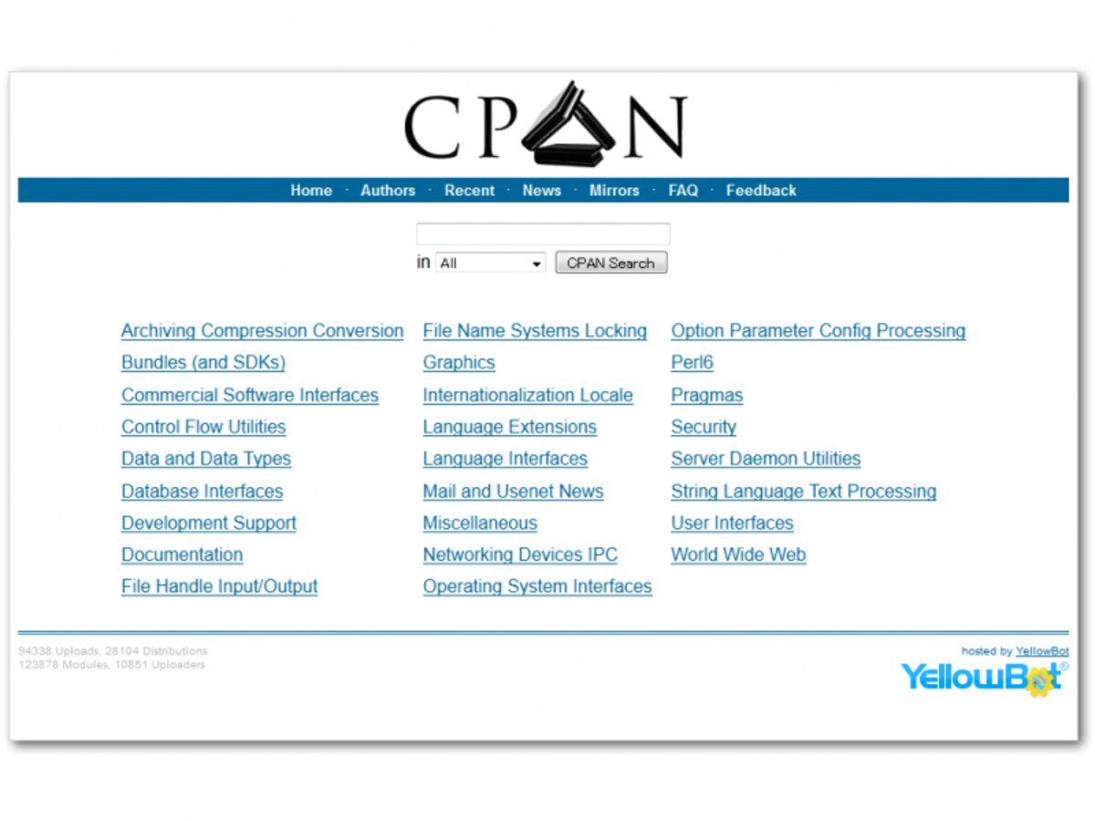 CPAN 検索サイト search.cpan.org トップページ