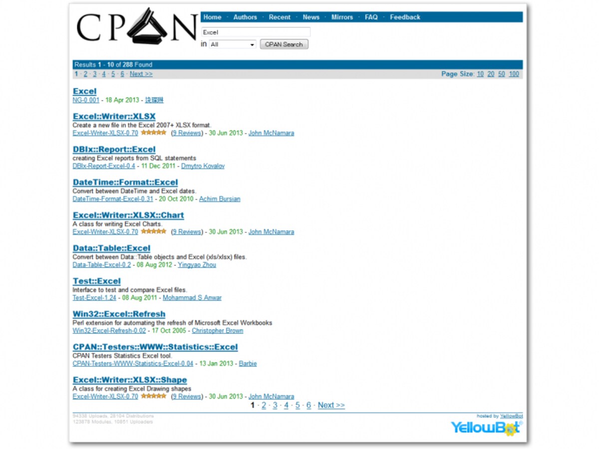 CPAN 検索結果ページ