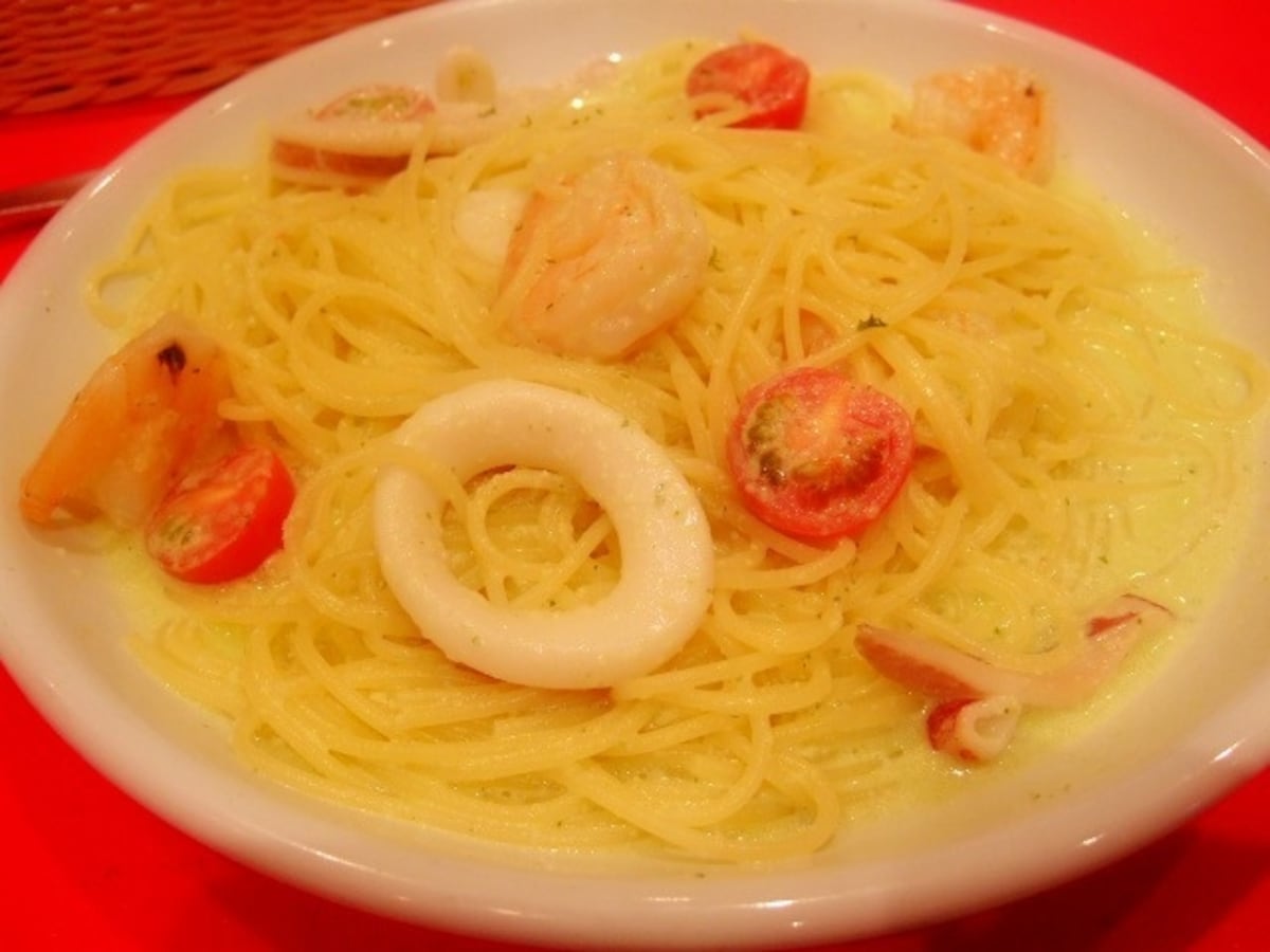 シーフドのパスタ