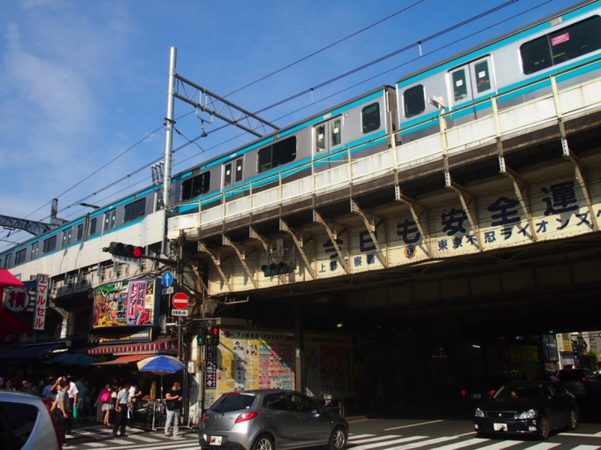 御徒町駅の改札は高架下にある。