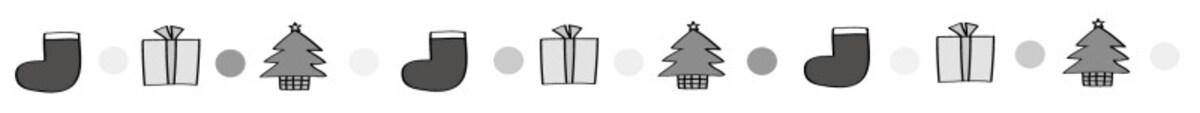 クリスマス　イラスト　ライン　かわいい　白黒