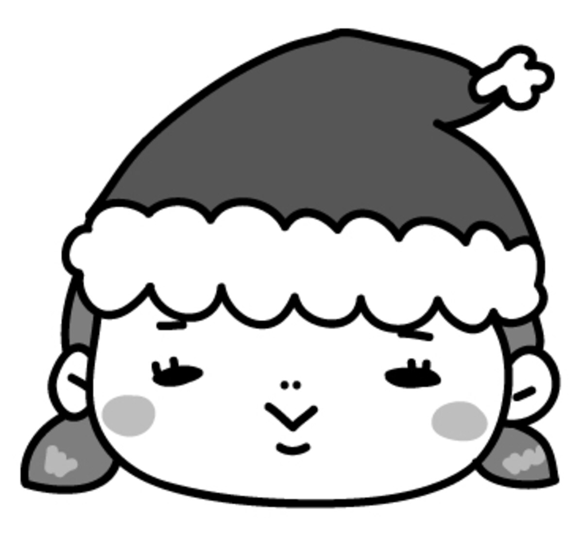 女の子　クリスマス　イラスト　白黒　かわいい