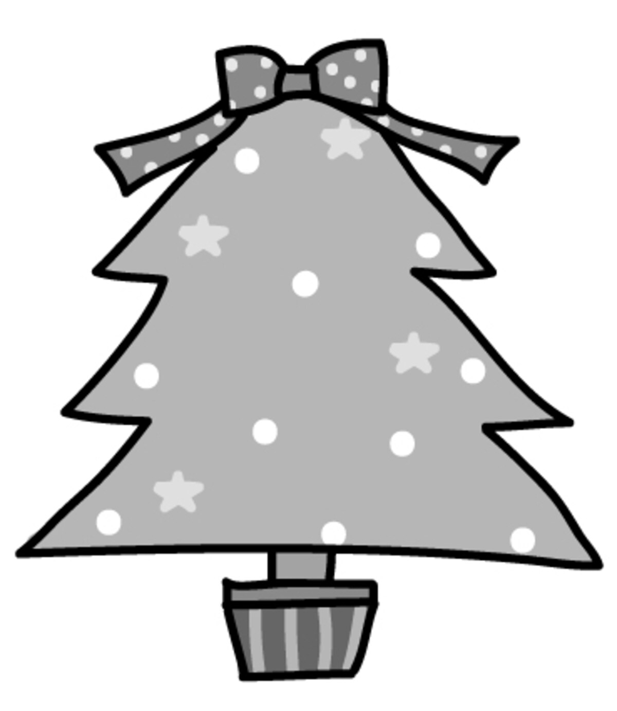 ツリー　クリスマス　イラスト　白黒　かわいい
