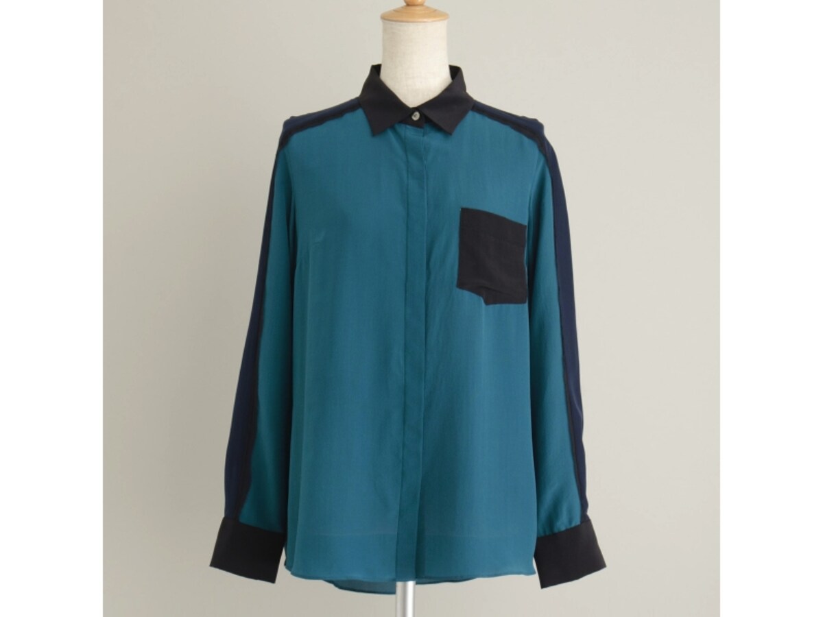 JONATHAN SIMKHAI(ジョナサンシンカイ) 配色 切替 シルク シャツ ブラウス（13AW）