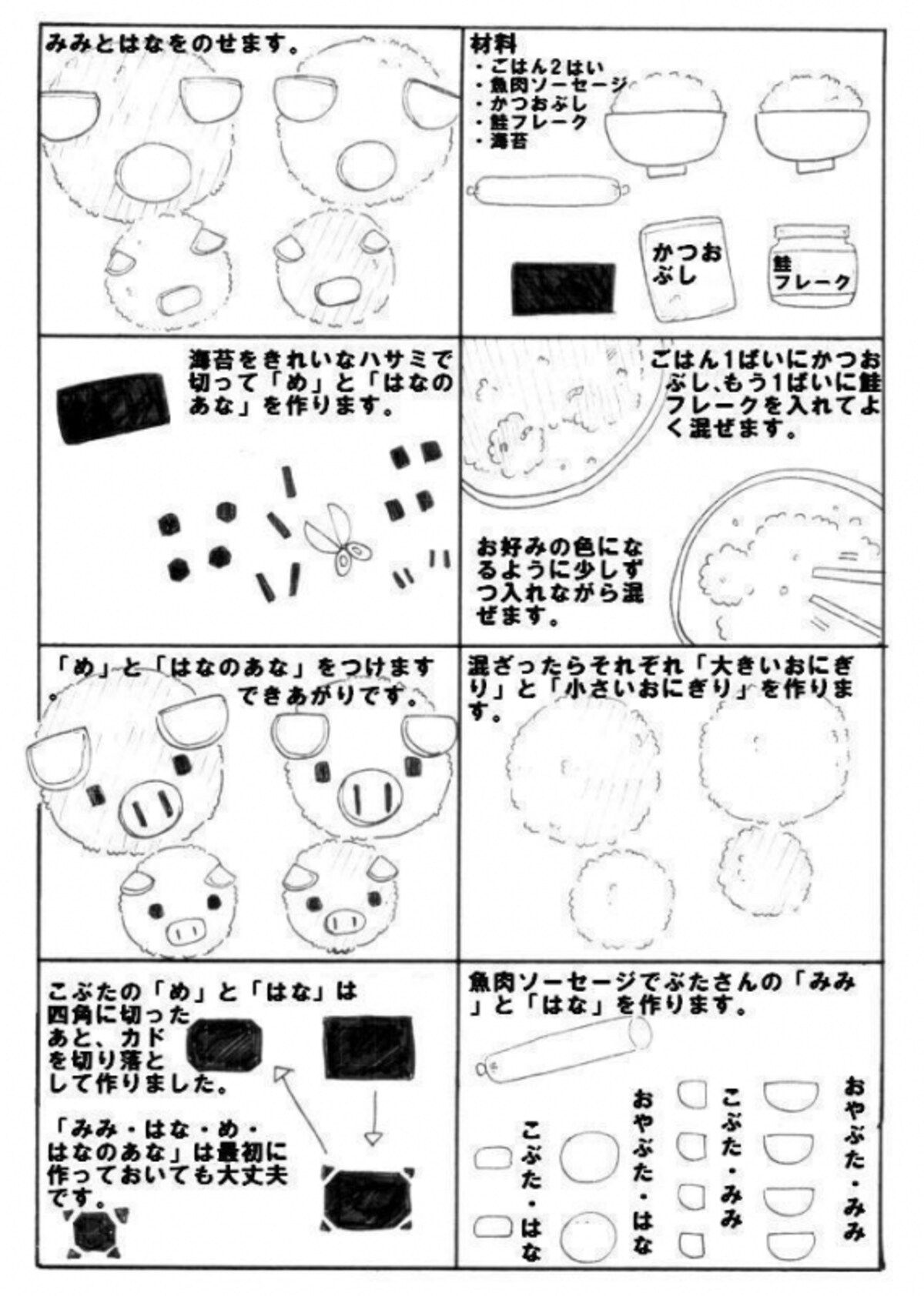 ぶたさんおにぎりの作り方