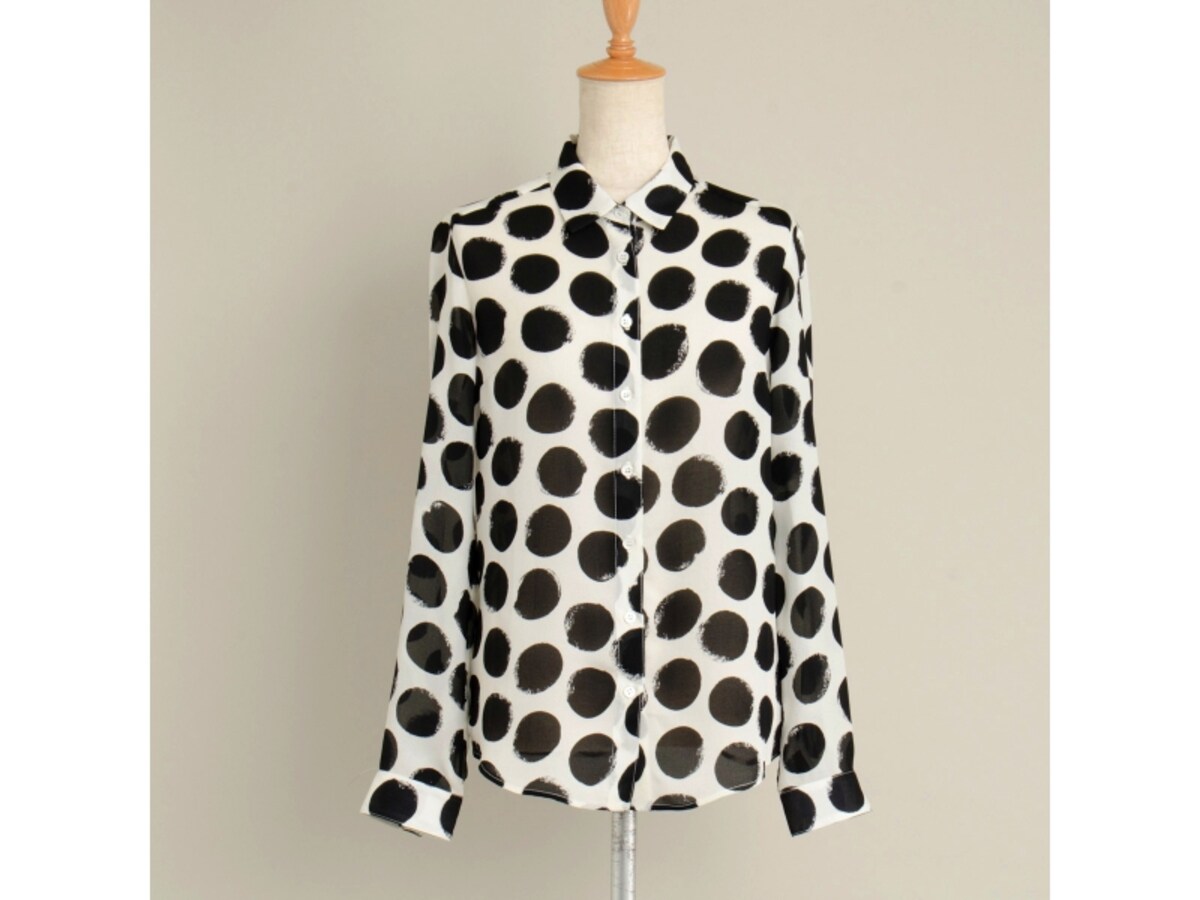 WHIT(ウィット) ドット プリント シルク シャツ ブラウス（13AW）