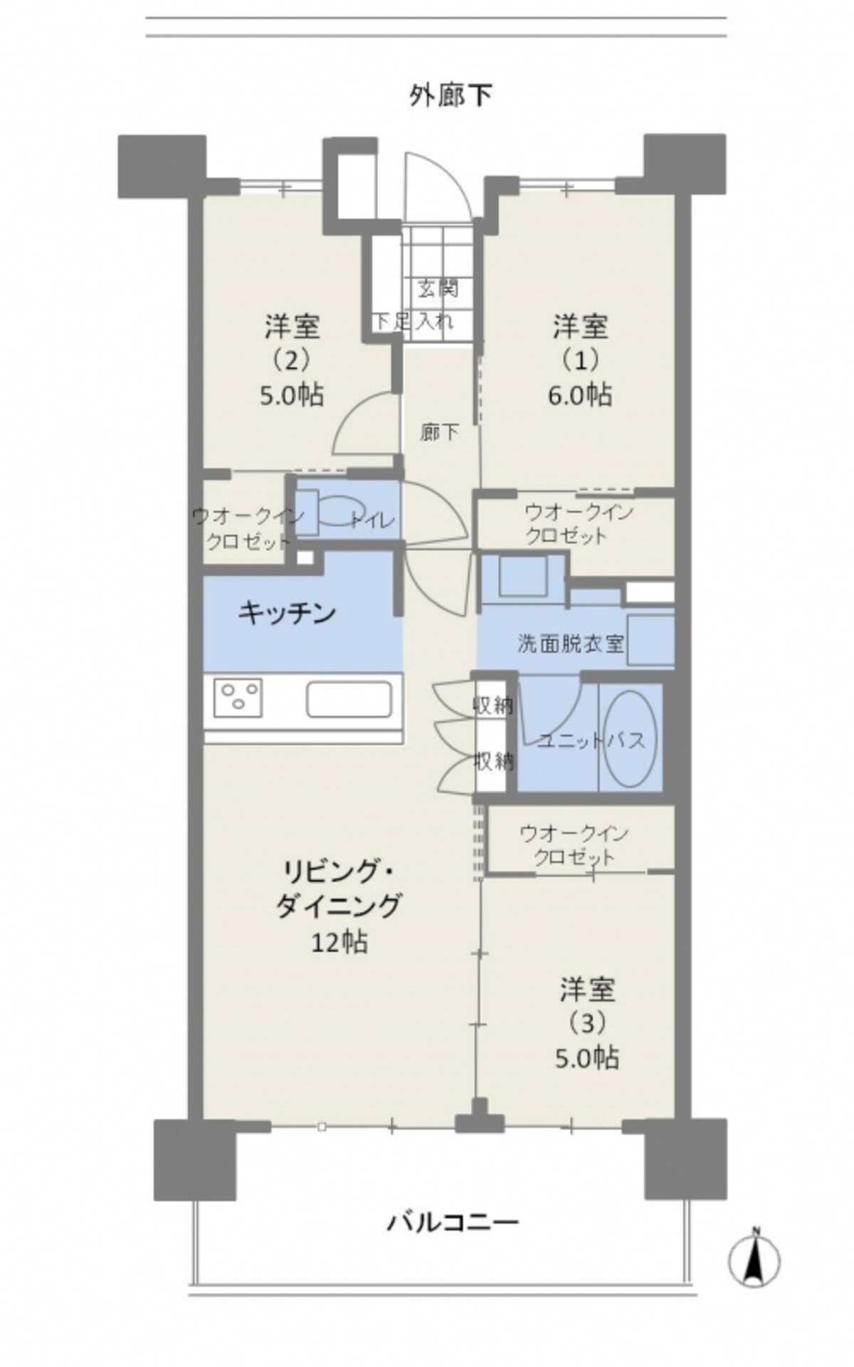 【図1】田の字プランの例。クリックで拡大。