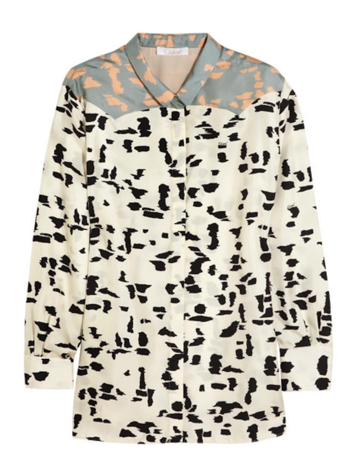 Chloe／Silk Twill Brushstroke Blouse