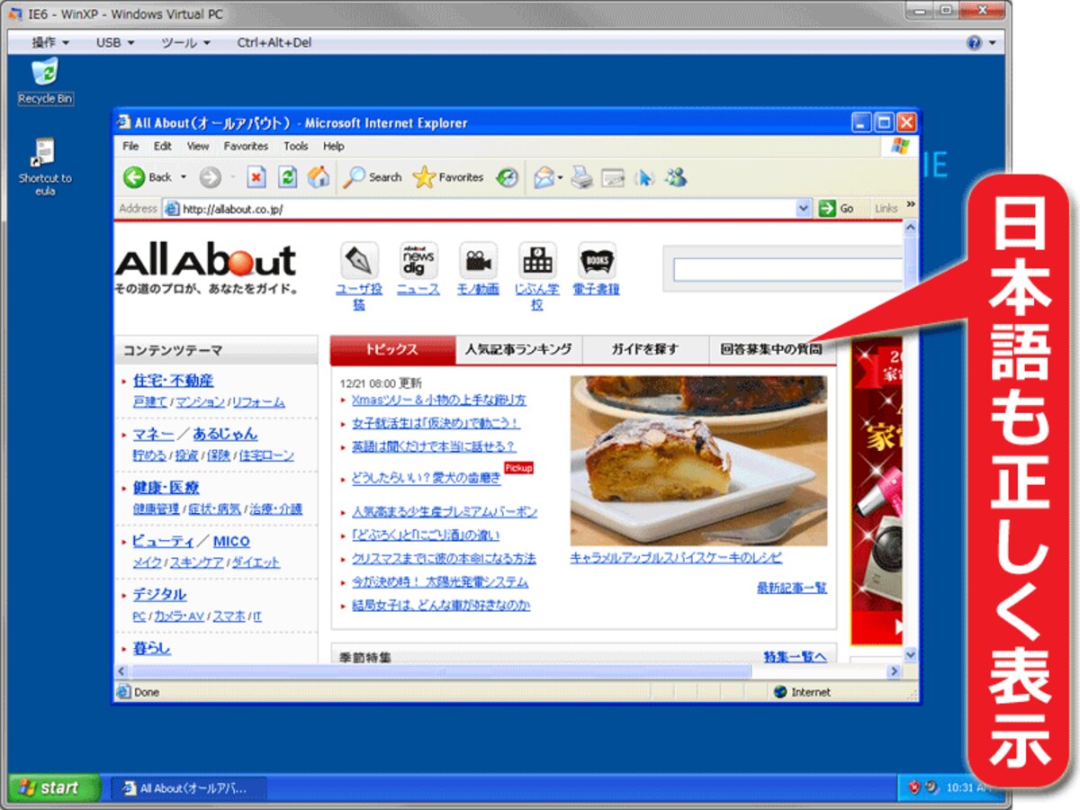 日本語サイトも正しく表示される