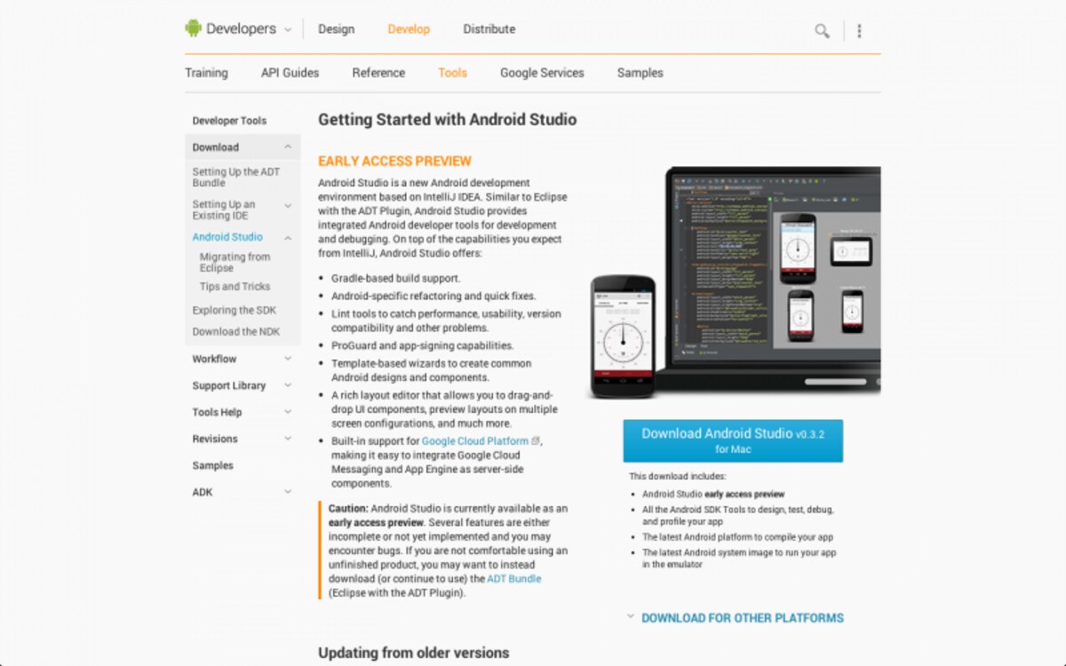 サイト右にある「Download Android Studio」をクリックしてAndroid Studioをダウンロードする