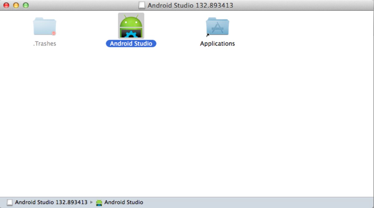 Android Studioのアイコンをアプリケーションフォルダにドラッグ＆ドロップする