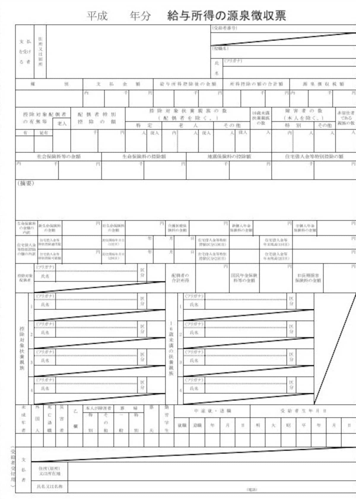 平成28年以降の源泉徴収票フォーマット（出典：国税庁ホームページ）