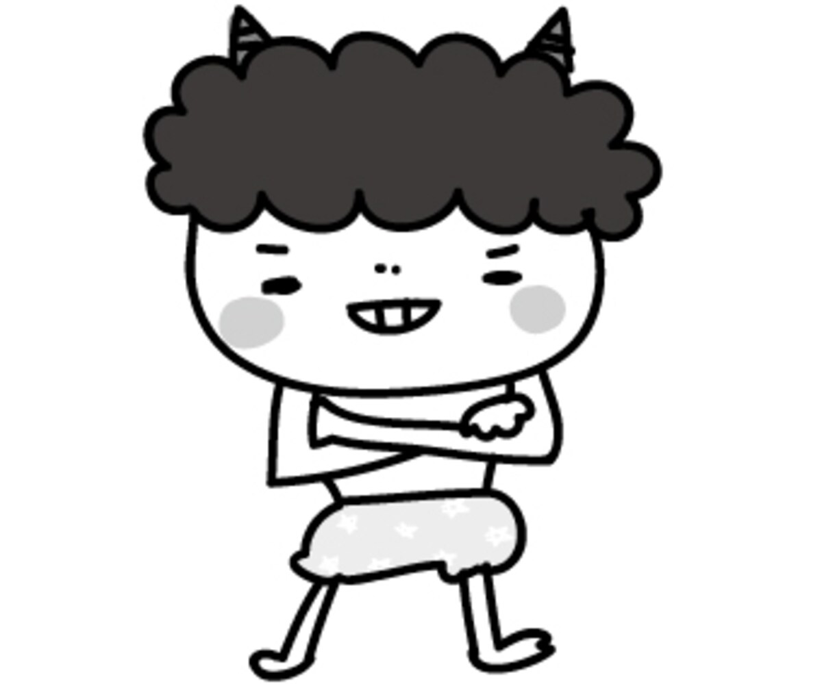 鬼　節分　イラスト　白黒　かわいい