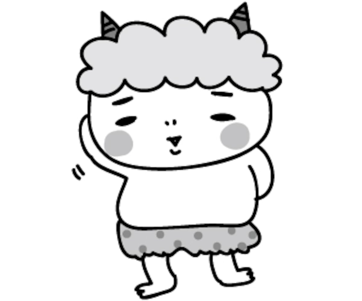 鬼　節分　イラスト　白黒　かわいい