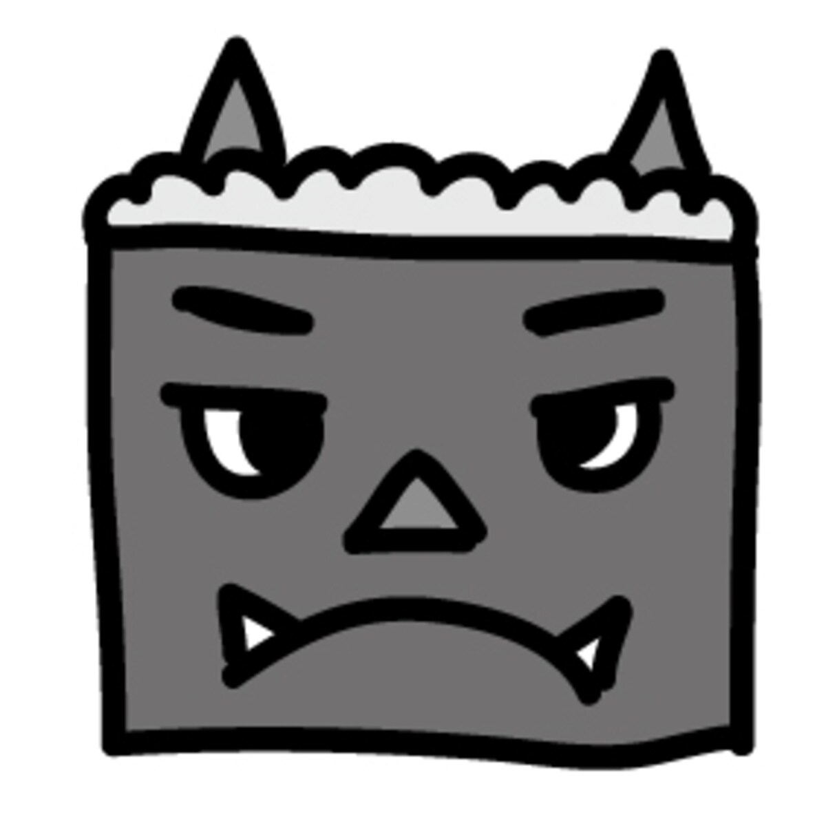 鬼　お面　節分　イラスト　白黒　かわいい