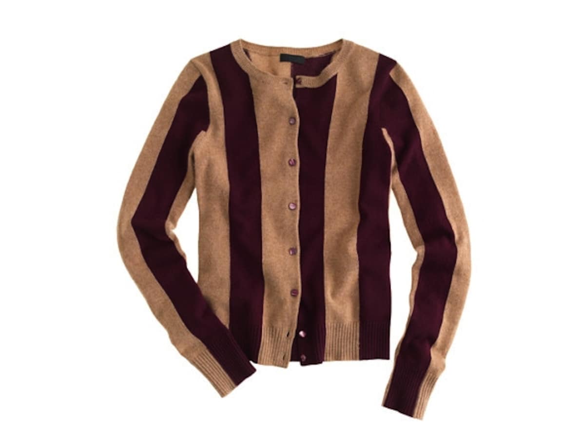 J Crew／COLLECTION CASHMERE CARDIGAN IN WIDE STRIPE