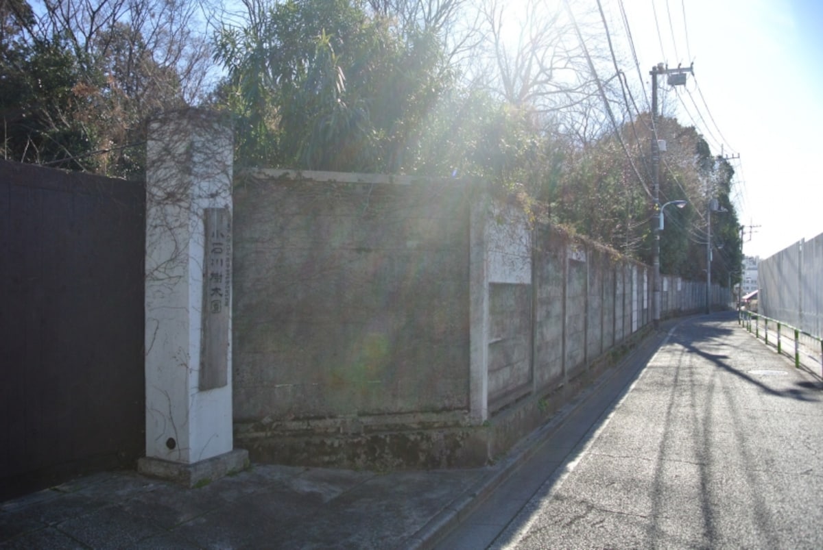 小石川植物園側から見た現地