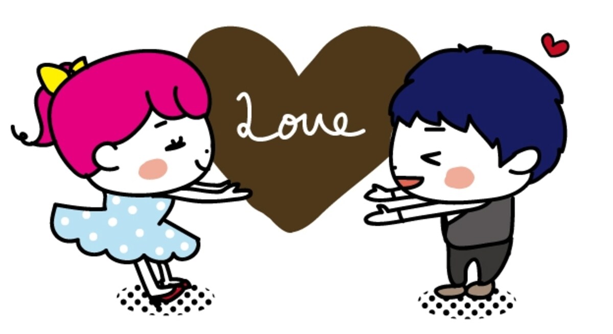 女の子と男の子　バレンタイン　イラスト　カラー　かわいい