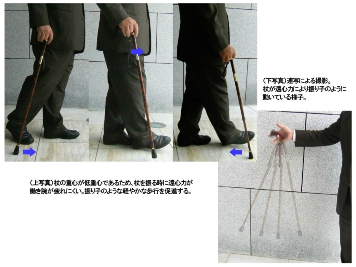 振り子のように使えるので、腕が疲れず、安定した歩行が可能です