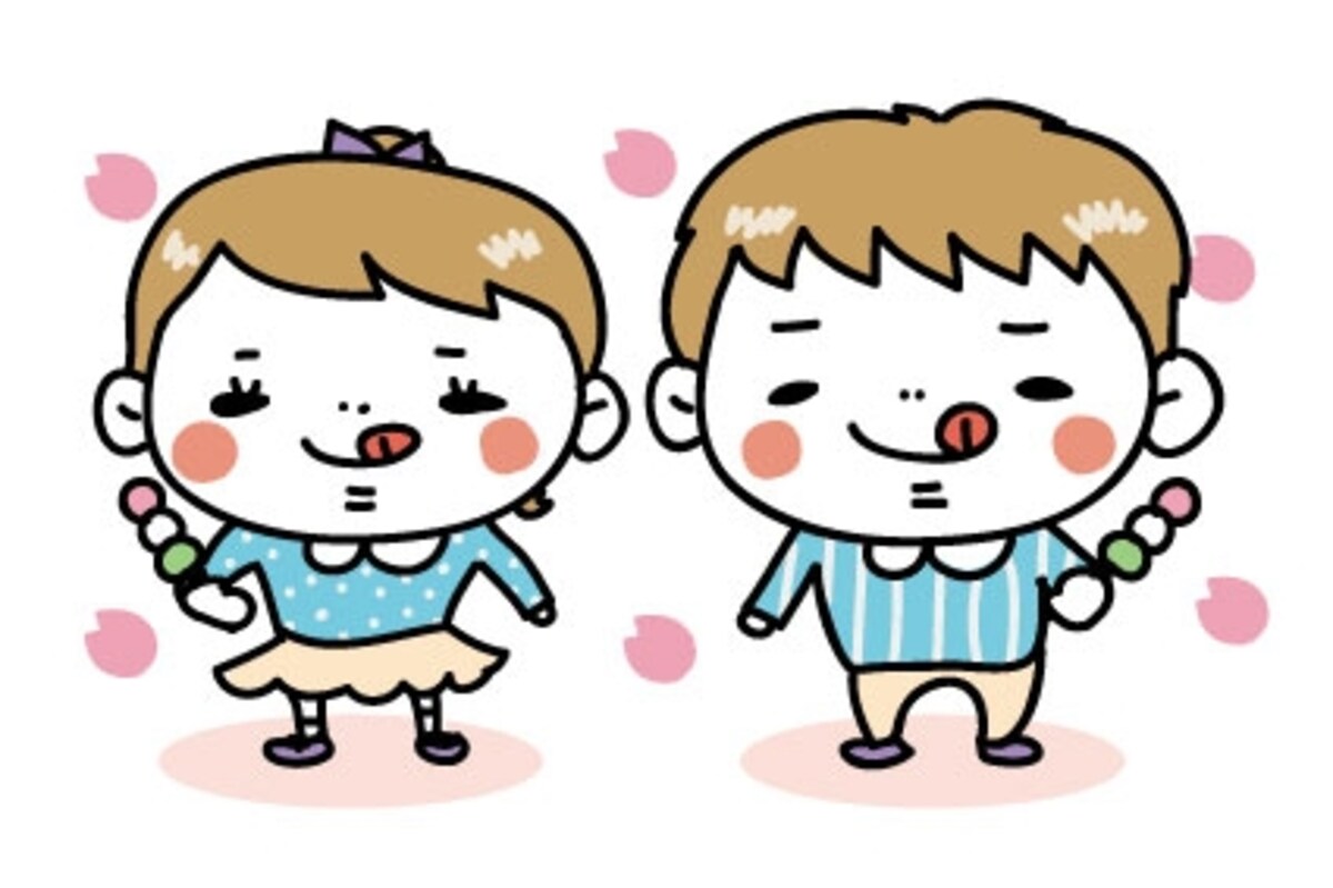 【カラー】花より団子の子どもたちです。