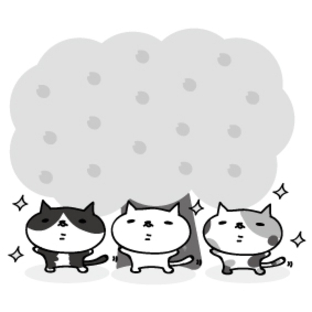 お花見　イラスト　桜　白黒　かわいい