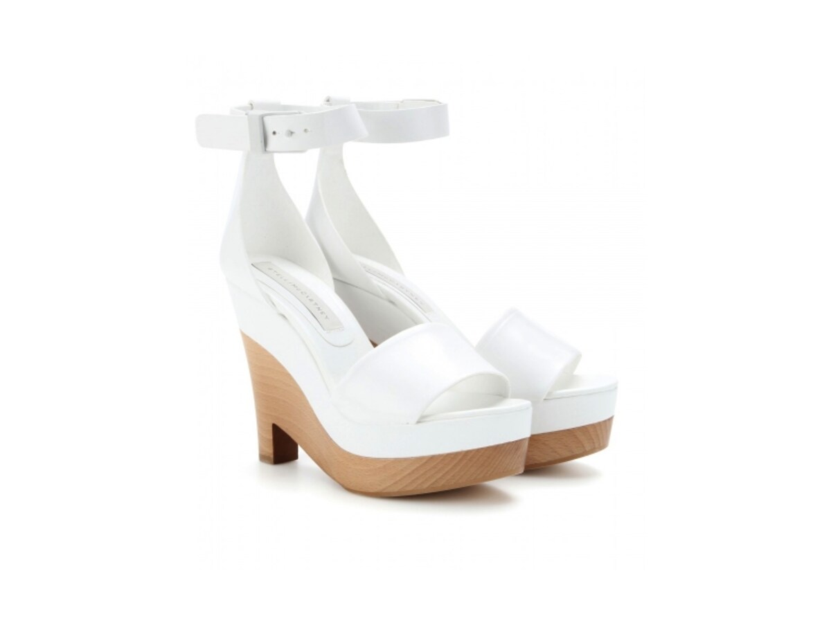 LINDSEY FAUX-LEATHER PLATFORM WEDGE SANDALS(Stella MaCartney)