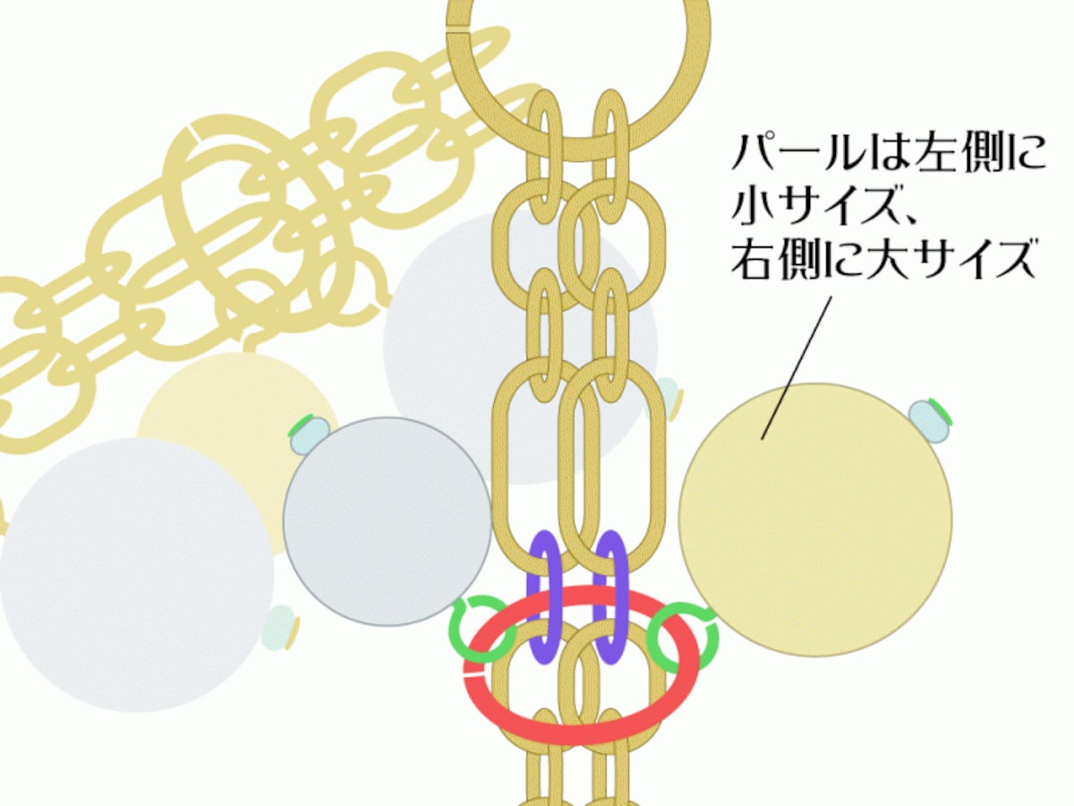 4連チェーンとエアパールの軽量ボリュームブレスレット
