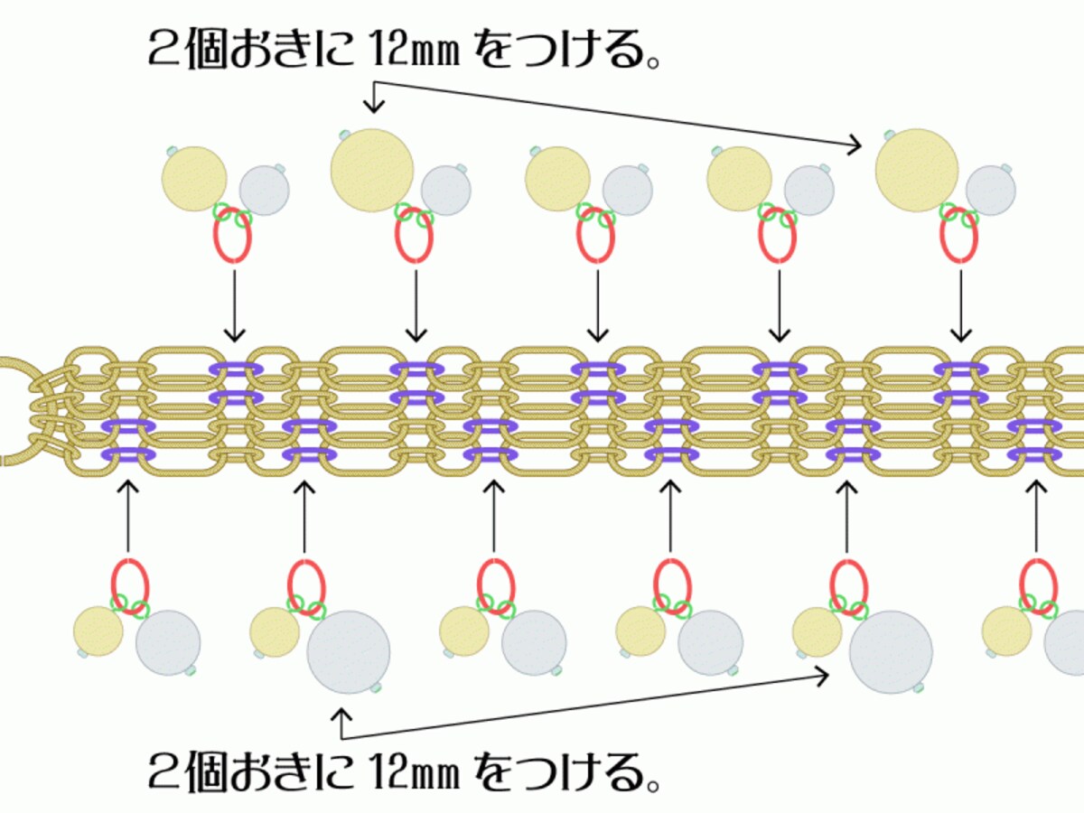 4連チェーンとエアパールの軽量ボリュームブレスレット