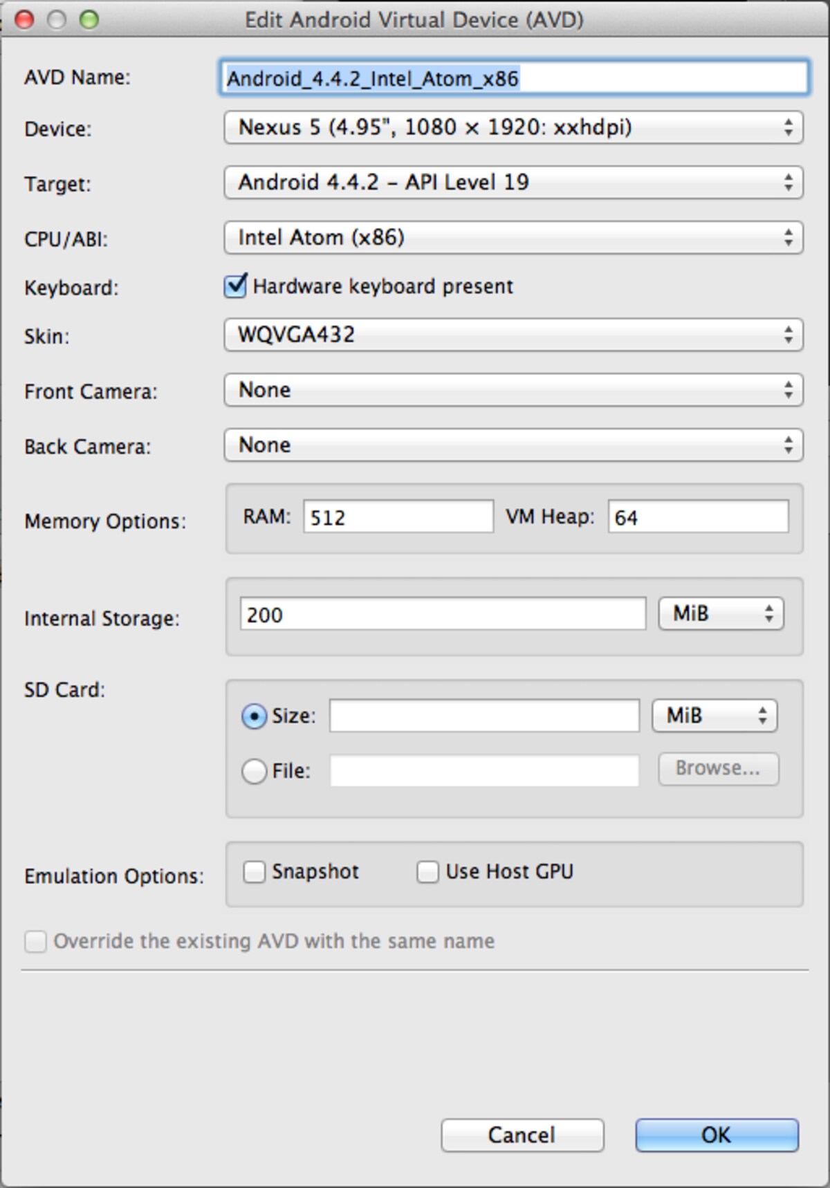 Intel Atom AVDの設定