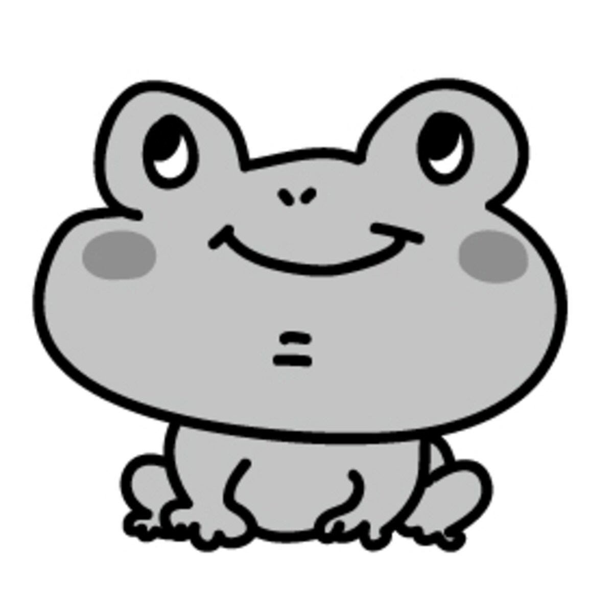 かえる　梅雨　イラスト　白黒　かわいい